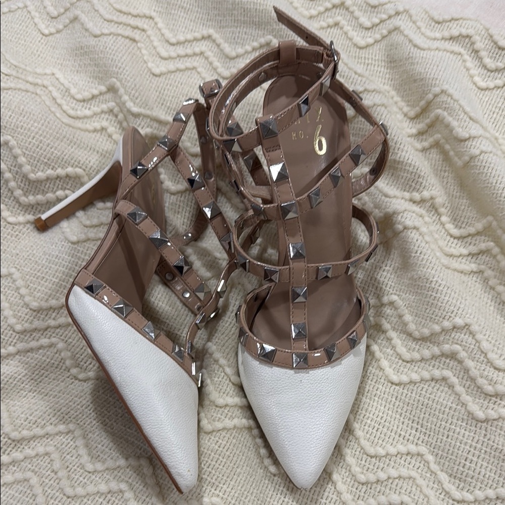 Elegant White Studded Women's Heels